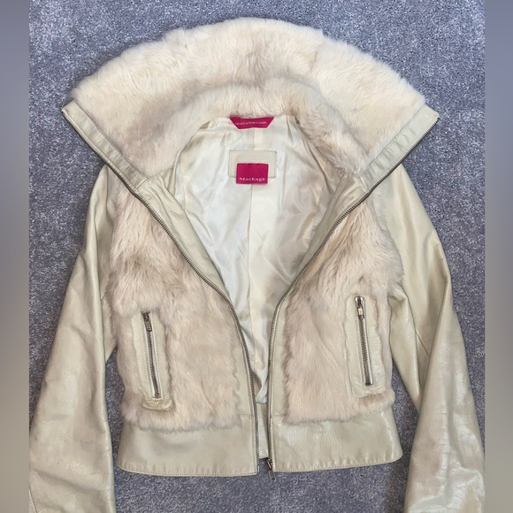 SOLD❣️MACKAGE JACKET Leather & Fur Ivory White - Picture 2 of 14